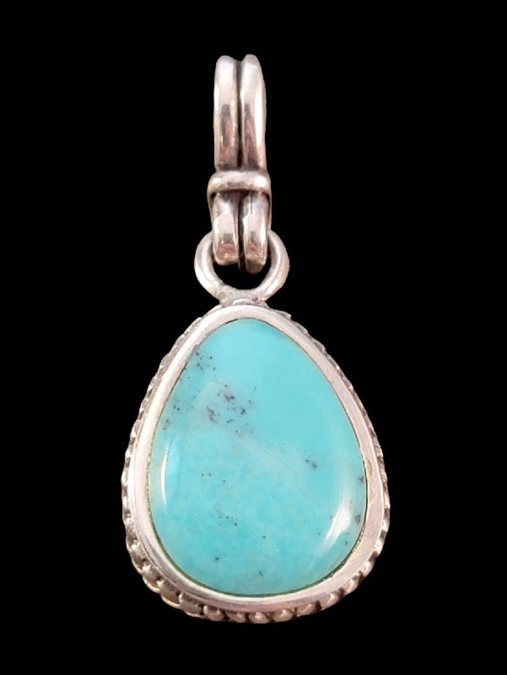 Barse Pear Shaped Blue Turquoise Herringbone Bezel Pendant NEW